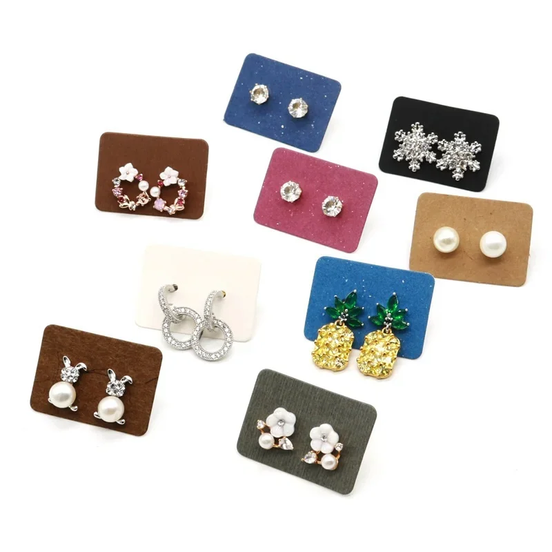 3.5*2.5cm 50/100Pcs/lot Kraft Paper Ear Studs Hang Tag Jewelry Display Card Earring Kraft Paper Tag Ear Ring Paper Hang Tag