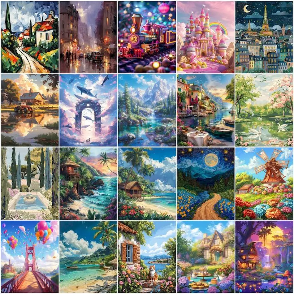 

GATYZTORY Painting By Numbers Adult Coloring landscape Acrylic Paints Arts Crafts Picture Paint Art Supplies Wall Decororation