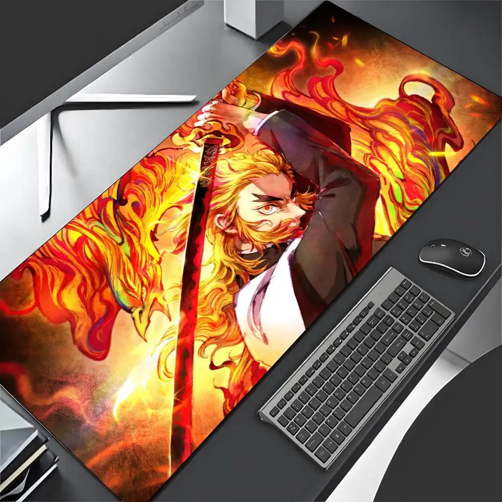 Rengoku Kyoujurou Mouse Pad Cartoon Lockedge Large Gaming Pad Computer Gamer Keyboard Mat Desk Mousepad PC Desk Pad