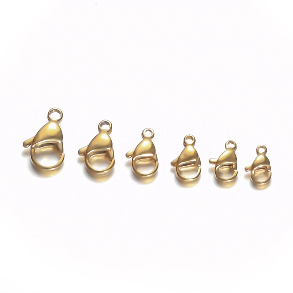 Semitree-cierres de langosta de acero inoxidable, 25 piezas, 12mm, 13mm, 15mm, Color dorado, conectores de gancho, accesorios para hacer joyas DIY