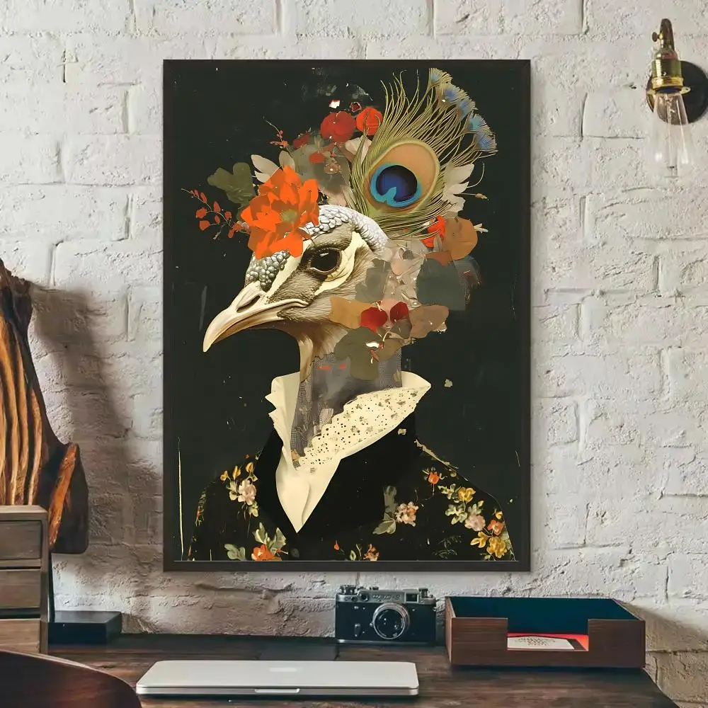 animal collage Poster HD Wall Art Print,Self-adhesive Poster Sticker,Aesthetic Home Decor