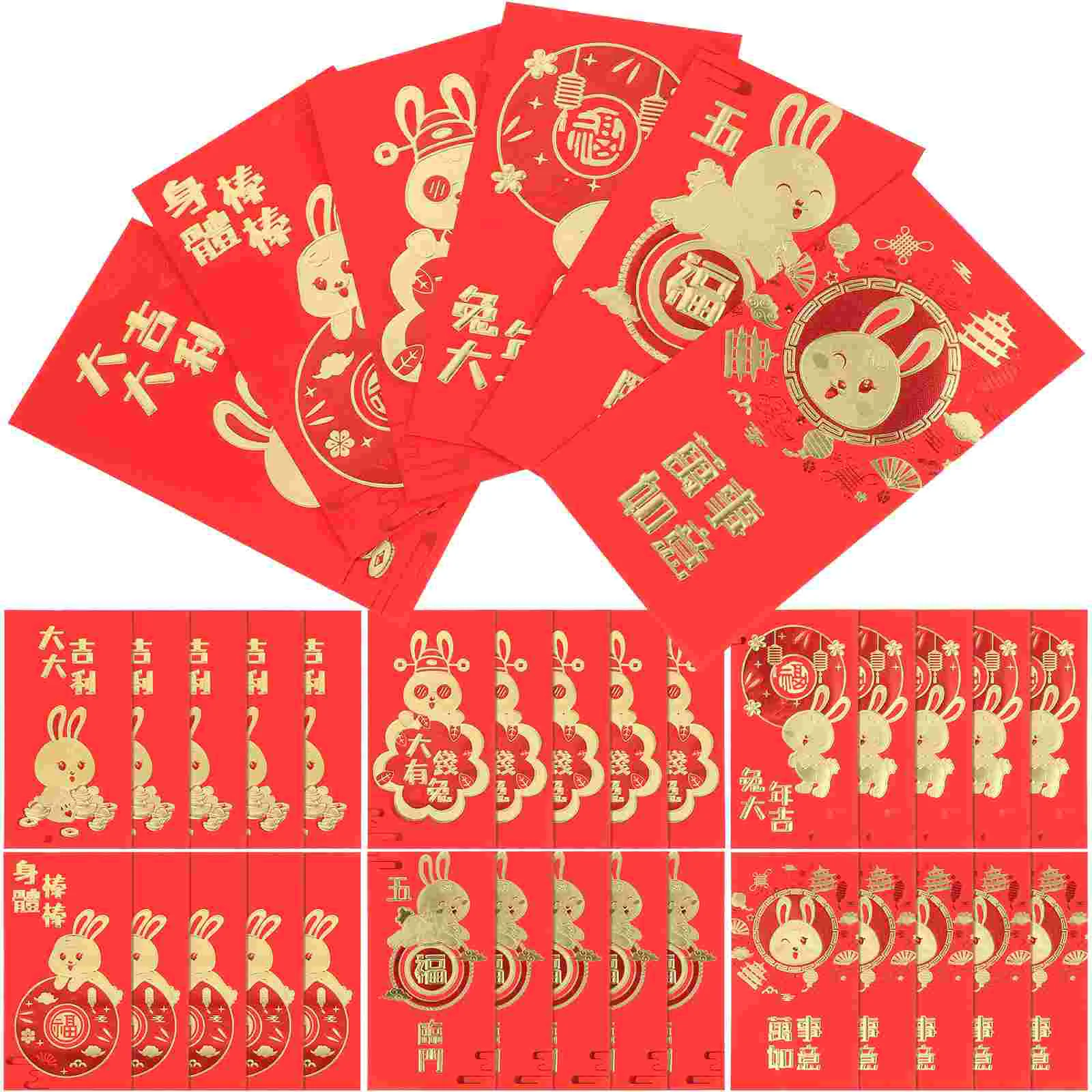 

30 Pcs Rabbit Year New Red Envelope of Envelopes China Exquisite Creative Paper Packets Lunar Calendar Child