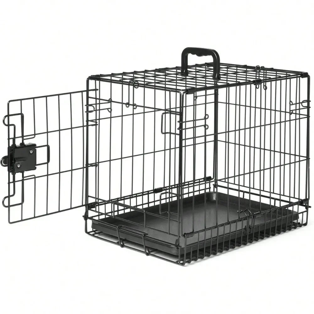 

Foldable Metal Wire Dog Crate With Tray, Single Door, 30 X 19 X 21 In, Black, For 2025