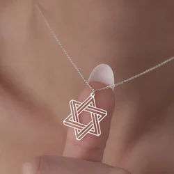 Minimalism Cutout Megan Star of David Pendant Necklace Women's Stainless Steel Geometric Judaica Sign Necklace Jewish Jewelry