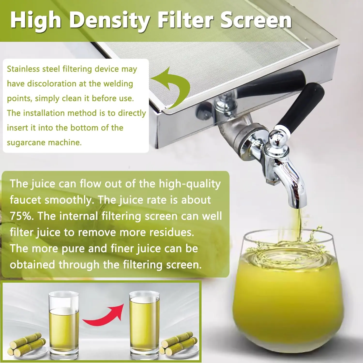 110V Electric Sugar Cane Juicer Press Machine Sugarcane Juice Extractor Ginger Sweet Sorghum Press with 304 Stainless Steel Roll