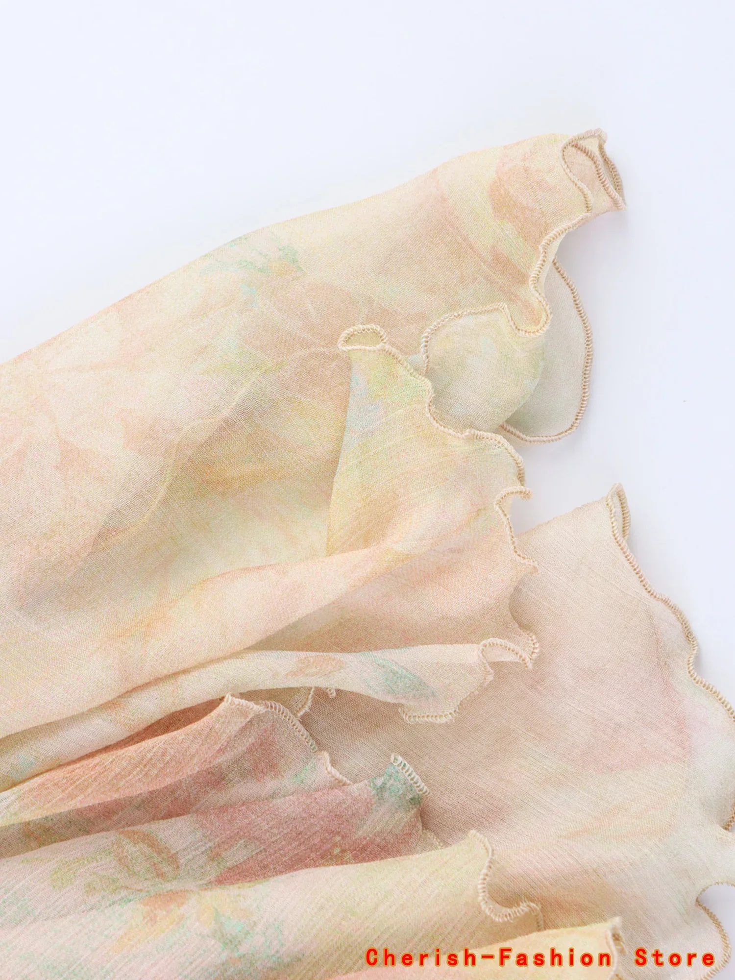 Spódnica w stylu francuskim z kwiatową koronką, linia A, wiosna-jesień, nowa damska spódnica z falbanami, drukowana spódnica do połowy łydki, włókno poliestrowe.