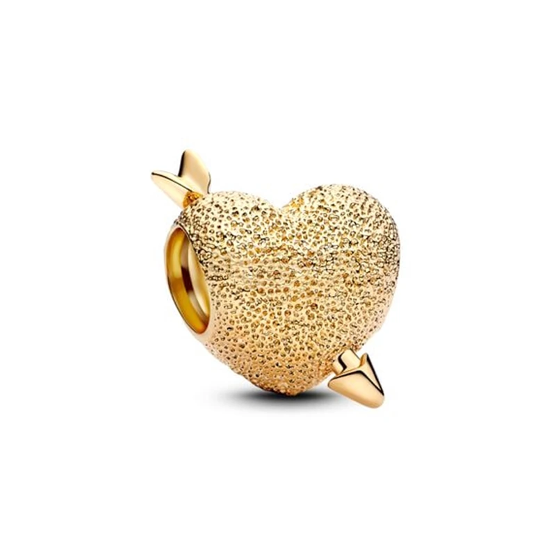 سلسلة ذهبية جديدة رائجة البيع: قلب مزخرف مع سهم، خاتم مرصع بالألماس وسحر وردي محكم، مجوهرات ذاتية الصنع للقلادة والأساور