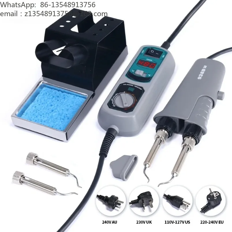 938D Portable Hot Tweezers Soldering Station Digital Constant Temperature SMD Desoldering Iron for Electronic Components Repair