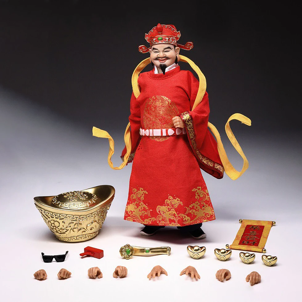 

303toys CT001-02 Traditional God of Wealth Literary Figurine Palm-Sized 1/12 Scale Collectible Gift for Home Decor