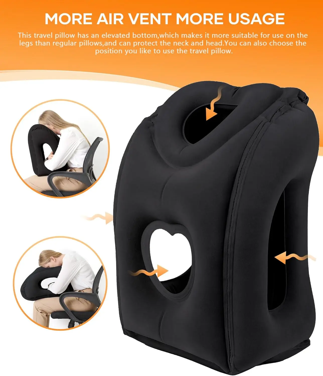 

Travel Pillow, Upgraded Plane Pillow for Long Flights,Inflatable Neck Pillow Used for Airplanes,Cars,Buses,Trains,Office (Black)