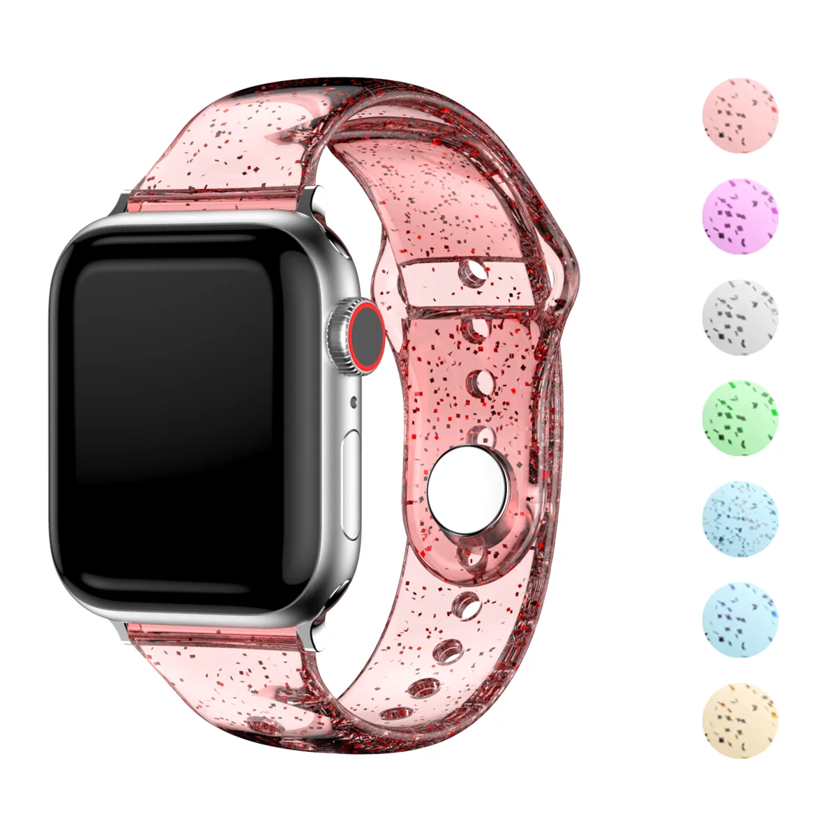 Tali Silikon Transparan untuk Apple Watch Band 40Mm 44Mm 45Mm 41Mm 38Mm 42Mm 49 Glitter Wanita Olahraga IWatch Ultra2 9 8 7 SE 6 3