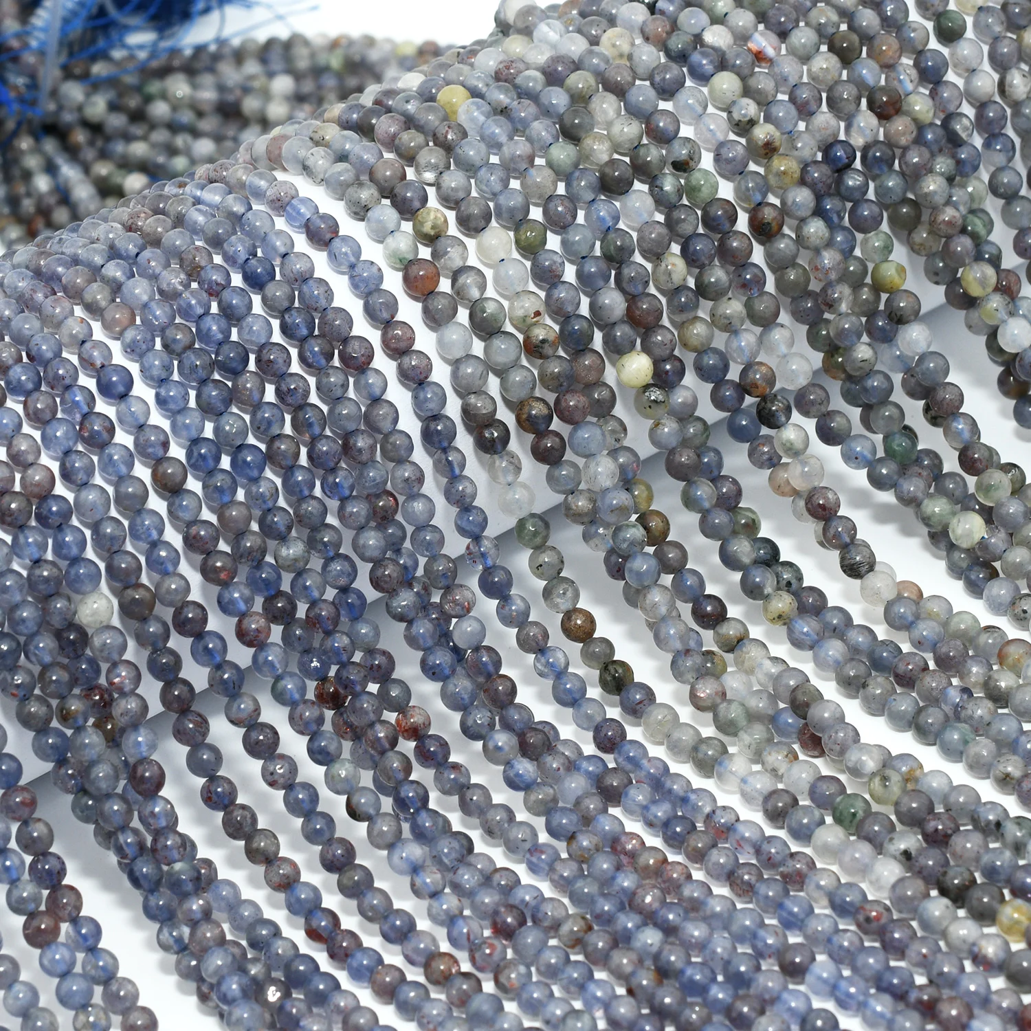 لقطة الدم الطبيعية ايوليت / ايوليت مع حجر الشمس خرز دائري فضفاض 4.2 مم - 4.5 مم #2