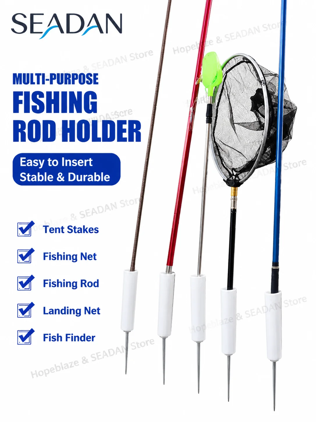 SEADAN Heavy Duty Sea Fishing Bank Stick Solid Metal Ground Spike Luminous Holder For Lure Rod Spinning Rod Landing Net - view 5