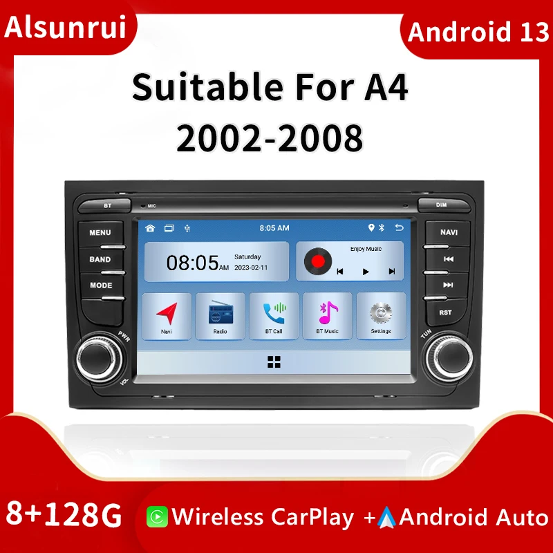 

Wireless Carplay 2Din Android 13 Car Radio For Audi A4 B6 B7 S4 B7 B6 RS4 Seat Exeo RS4 B7 2002-2008 Multimedia Stereo GPS Audio