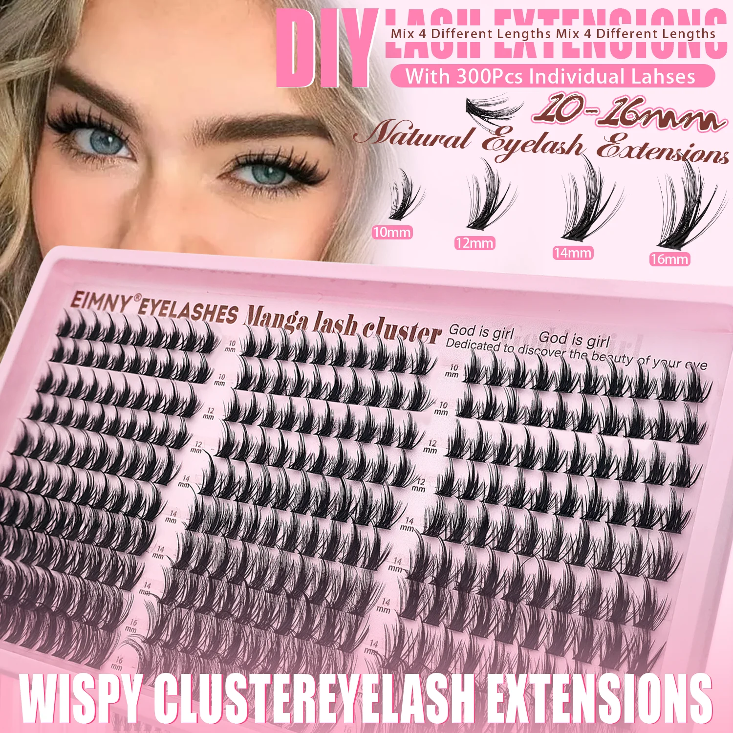 Manga Lash Clusters Kit Natural 300 Pcs Cluster Eyelash Extensions Kit Wispy Fairy Fluffy Eyelash Clusters Anime Cosplay Lash image 3