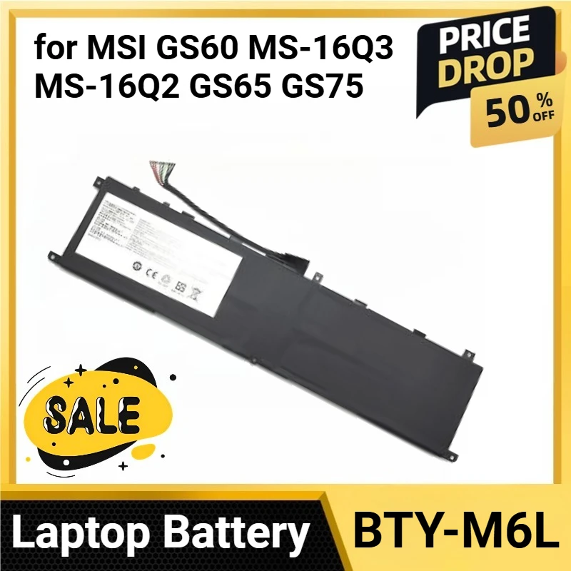 BTY-M6L Battery Stealth Thin 9SF 9SG P65 P75 8SG 8SF 9SD 9SE Creator PS63 Modern for MSI GS60 MS-16Q3 MS-16Q2 GS65 GS75