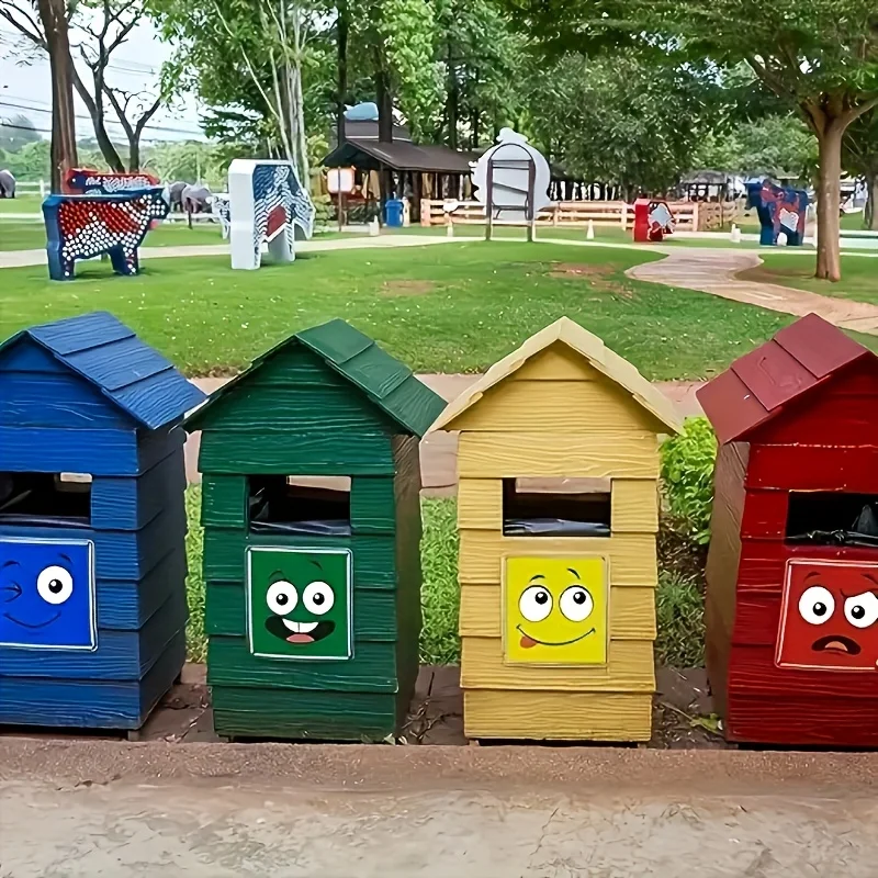 4 autocollants décoratifs pour poubelles, visages de dessins animés, autocollants PVC auto-adhésifs imperméables pour la décoration de la maison et des toilettes