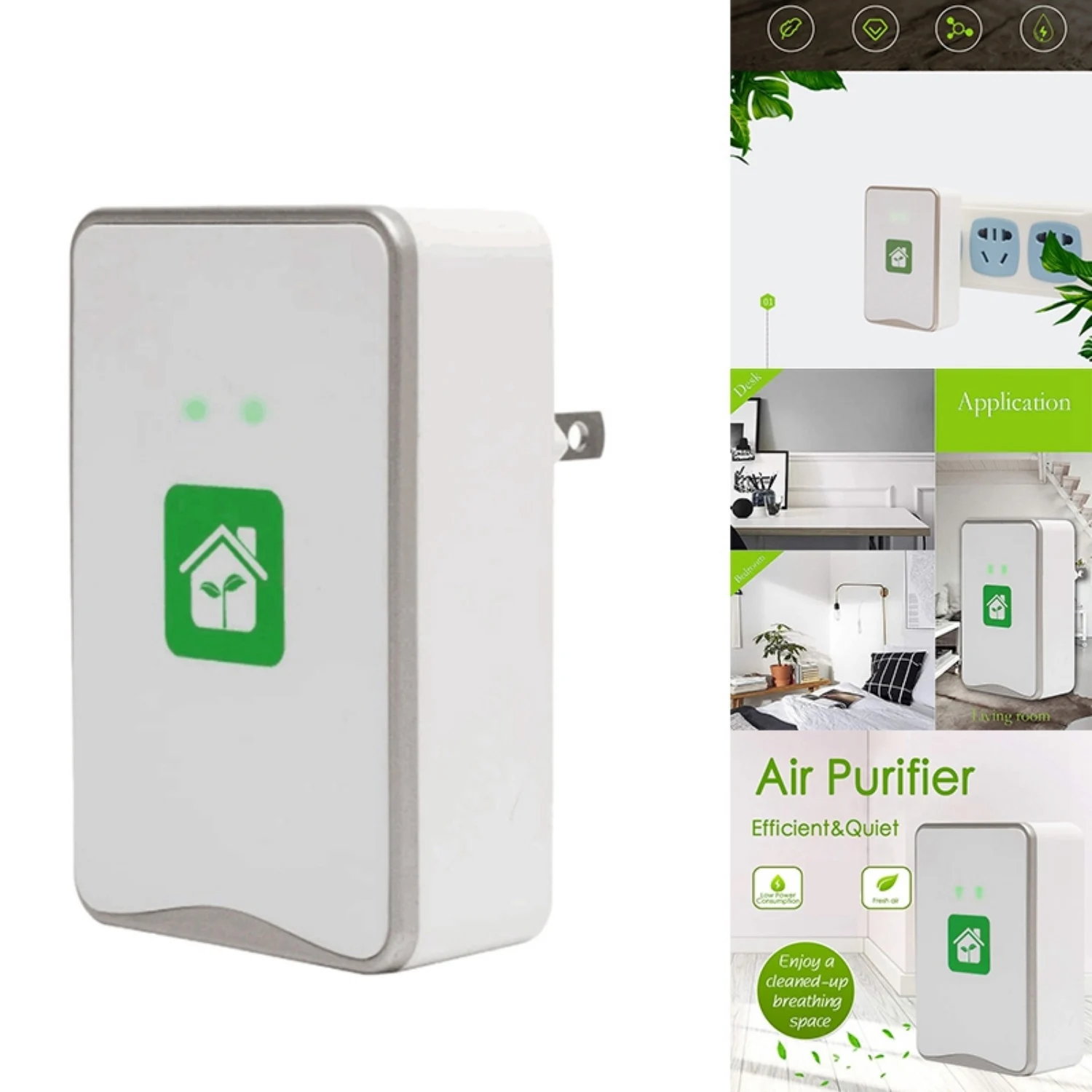 Pembersih Udara Dapat Ditancapkan Baru Generator Ion Negatif Pembersih Ionizer Tanpa Filter Bersih, Polutan, Cetakan, Bau-Steker UE