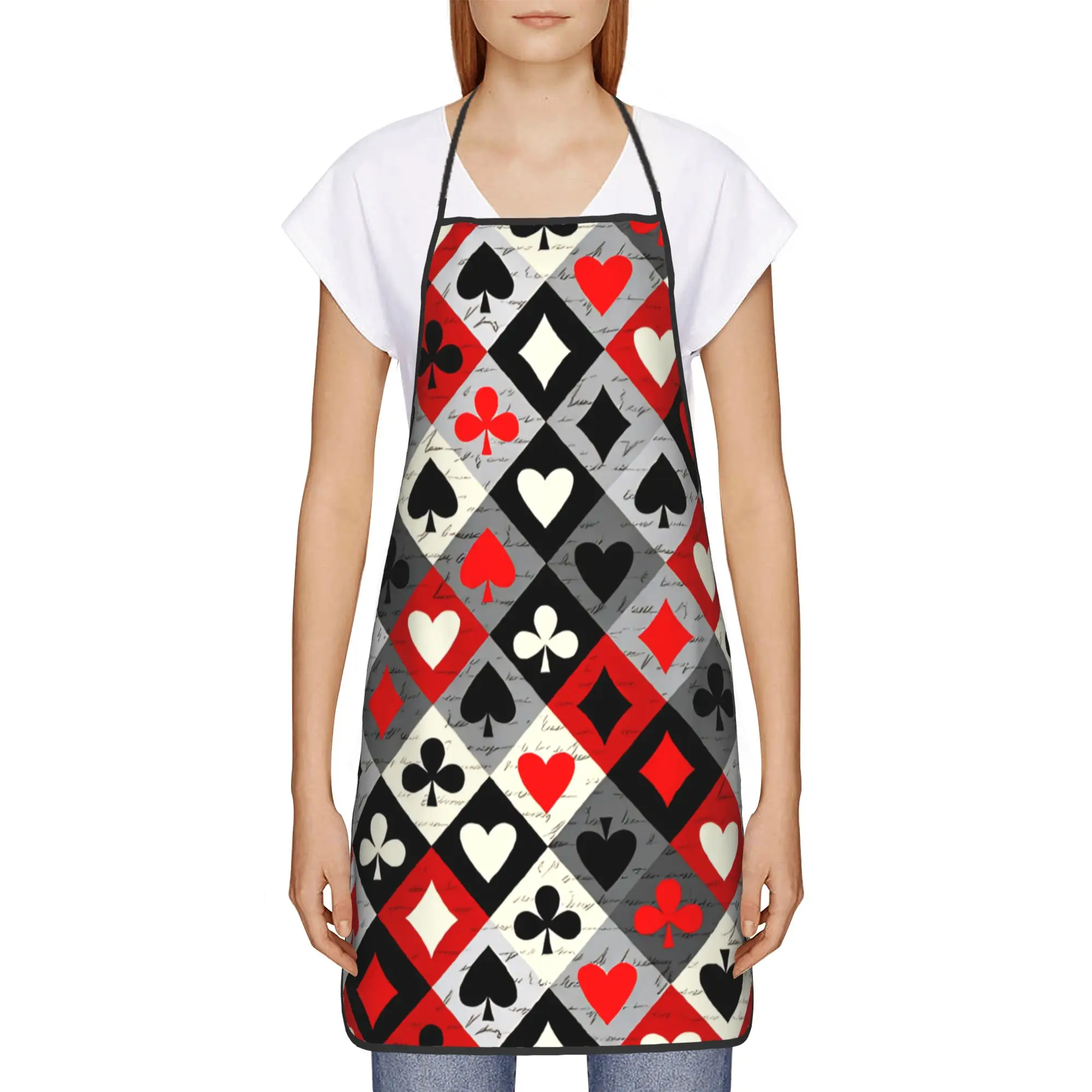 Playing Cards  Apron  Adult Restraunt Kitchen Accessories Household Fashion Aprons without Pocket
