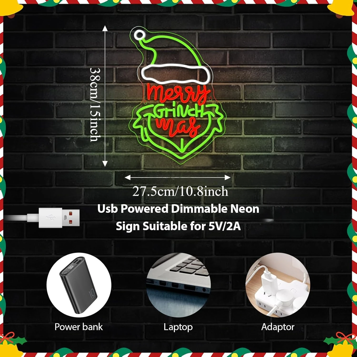 Letrero de neón de Navidad, luz de neón LED regulable por USB para Pub, fiesta, Bar, monstruo caprichoso, decoración del hogar de Año Nuevo, regalo de luz de Navidad