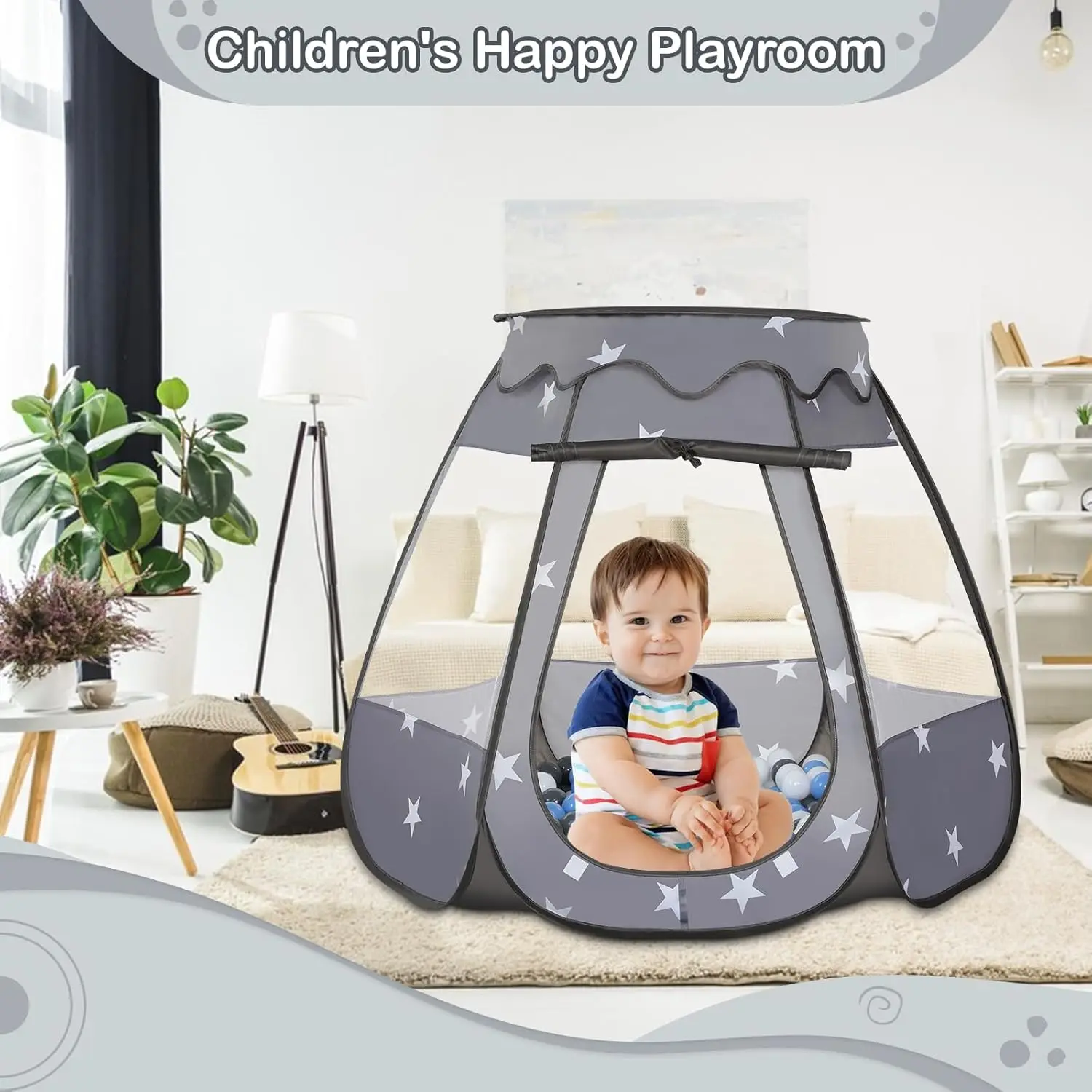 Baby Ball Pit for Toddler with 50 Balls, Kids Pop Up Play Tent for Girls, Princess Toys Gifts for Children Indoor & Outdoor Play