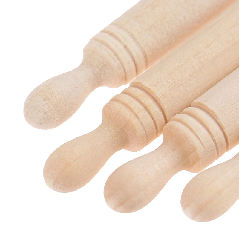 6pcs/set 1:12 Dollhouse Miniatures Wood Rolling Pin Model Kitchen Accessories