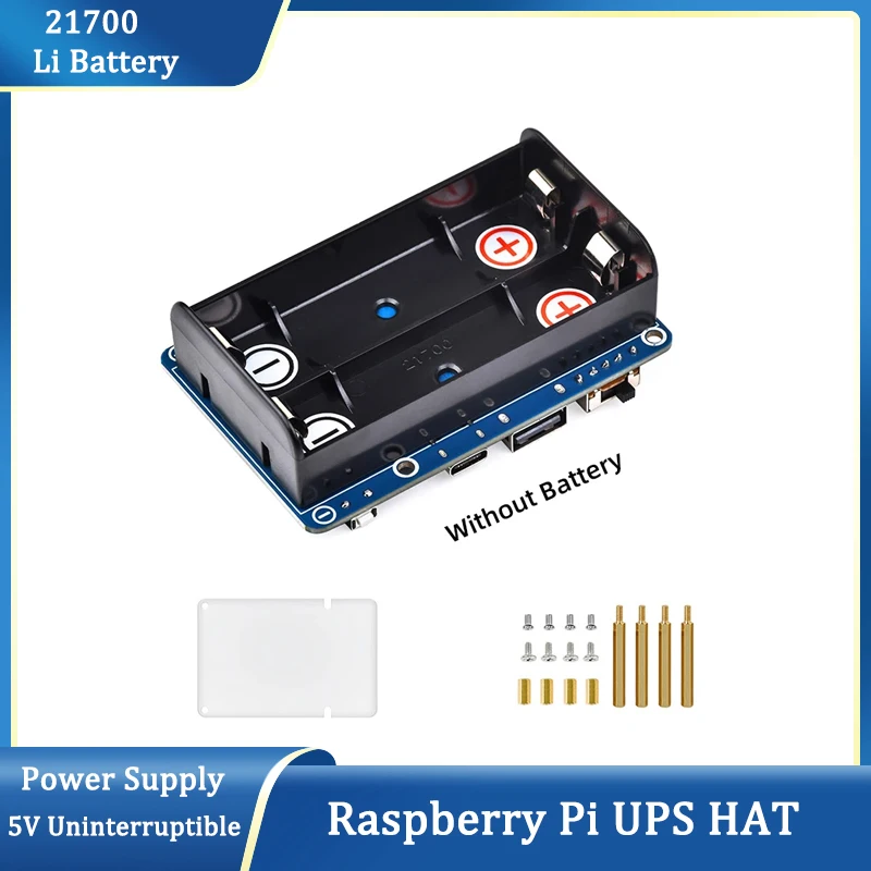 

Raspberry Pi 4 / 3 UPS HAT Support 21700 Li Battery 5V Uninterruptible Power Supply Pogo Pins Connector Dynamic Path Management