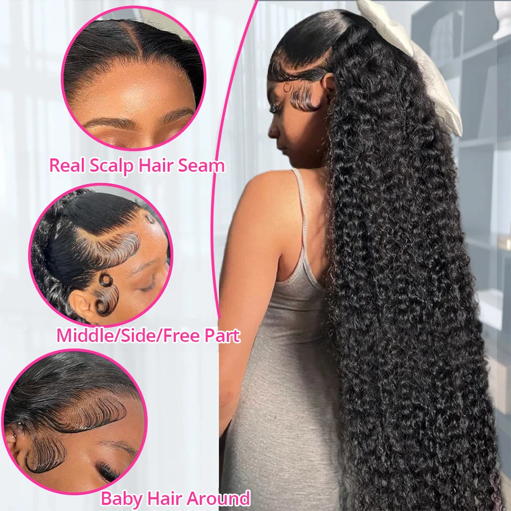 Deep Wave 13x4 Lace Frontal Human Hair Wigs 13x6 Water Curly Remy Lace Front Wigs 32 Inches Preplucked Hair For Women On Sale