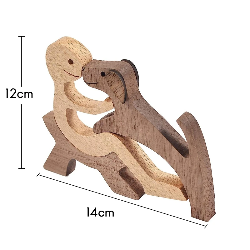 Handmade Wooden Statue, Puppy Wooden Carving Ornaments, Craft Figurine Wood Small For Home,Office,Living Room Durable