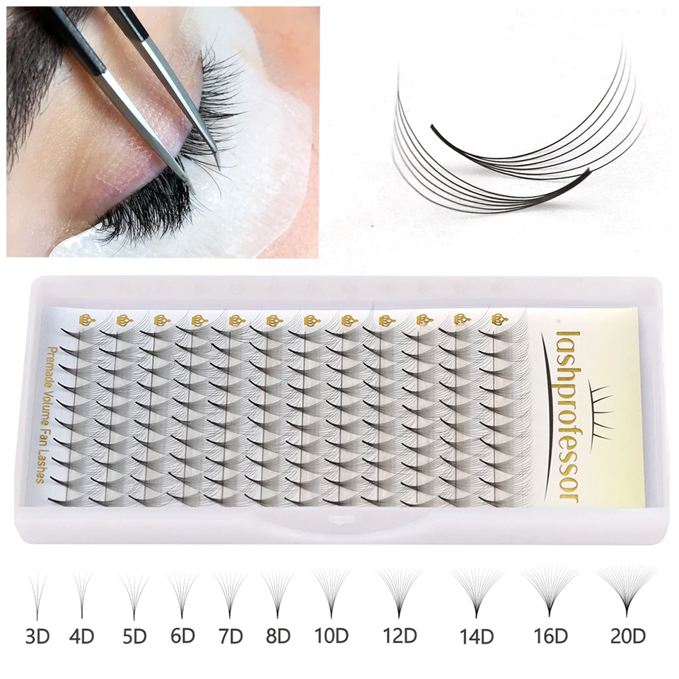 Sharp haste estreita pré-fabricado fãs pro ponto base pontiaguda falso vison lash extensão fina 3d 5d 8d 10d 12d 14d volume de cílios cilia