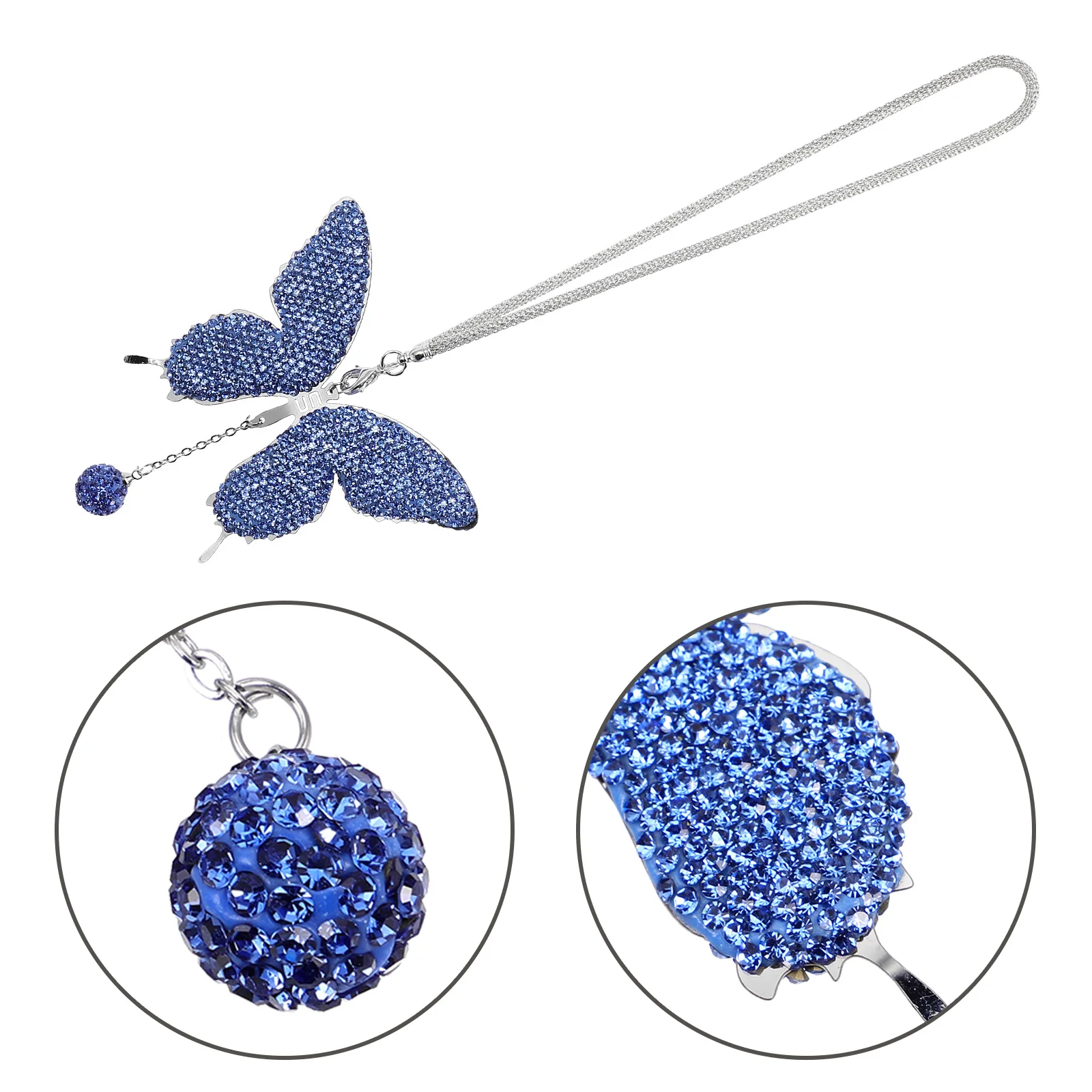 

Butterfly Car Rear View Mirror Pendant Rhinestone Hanging Ornament Cute Stylish Car Accessory Women Interior Decor Bling Charm