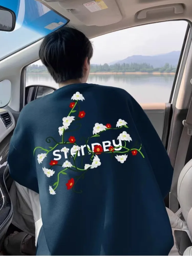 

Trendy American Sle Long Sve Hoodl Sweatirt Men's Loose Fit Youthful ular Polyester Fabric Casual Outerwear