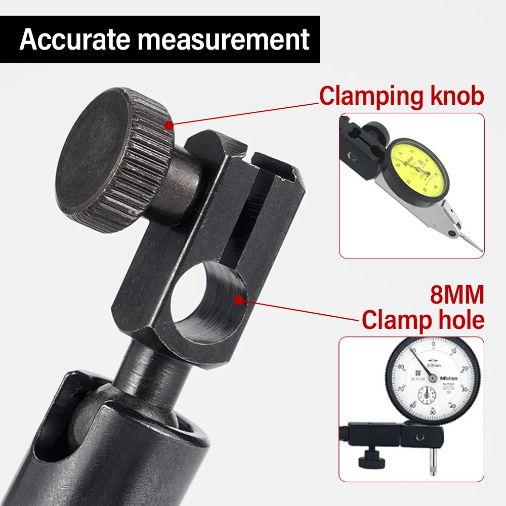 Magnetic Holder Dial Bore Gauge Seat Dial Indicator Stand Base Micrometer Measure Tools Comparator Watch Base Lengthened Lever