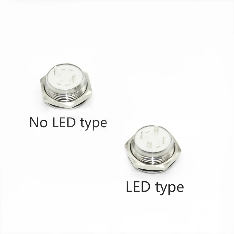 Stainless Steel Push Button Switch Short-Throw Self-Reset Momentary 12mm 16mm 19mm 22mm 25mm 30mm LED Touch Elevator Button