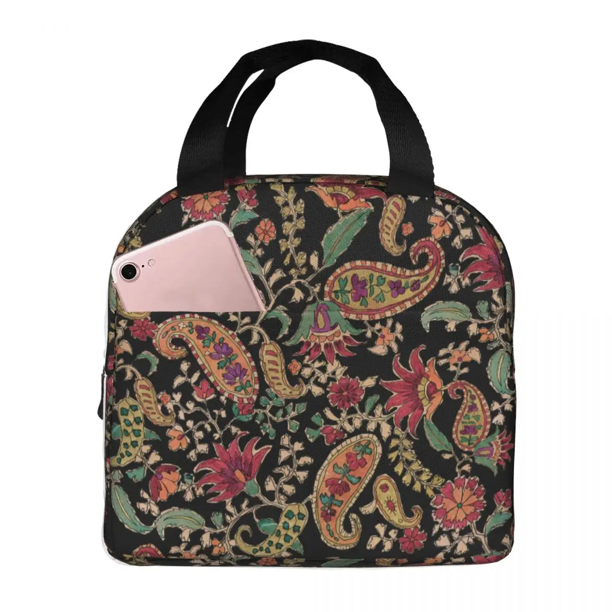 

Paisley Lunch Bags Portable Insulated Oxford Cooler Thermal Cold Food Picnic Lunch Box for Women Kids