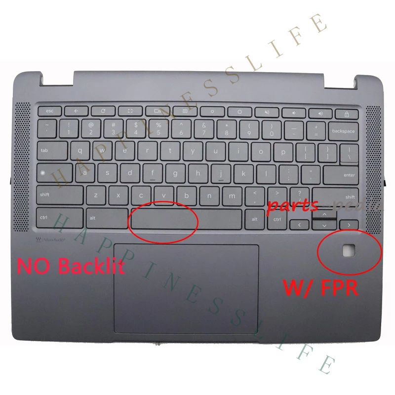 OM+ Palmrest Keyboard Bezel con FPR gris 5CB1J35709 para Lenovo IP Flex 5 Chrome 14IAU7