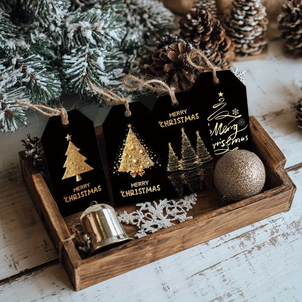 

48pcs 4 Styles Christmas Gift Tags DIY Elegant Gift Packaging Labeling with Hemp Rope Multi-purpose Party Labels Home Decor