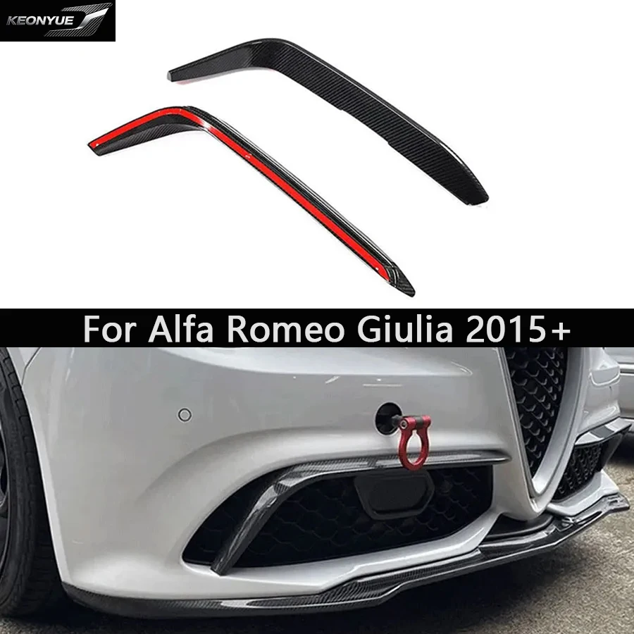 For Alfa Romeo Giulia 2015+ Carbon Fiber wind knife Front Bumper Side Splitter Car Wind Blade Trims Car Accessories body kit
