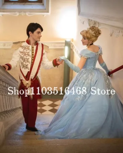 فستان حفلة موسيقية أزرق سماوي فيكتوري برباط علوي مرصع بالألماس المتلألئ فستان سهرة تنكري للهالوين مخصص #2