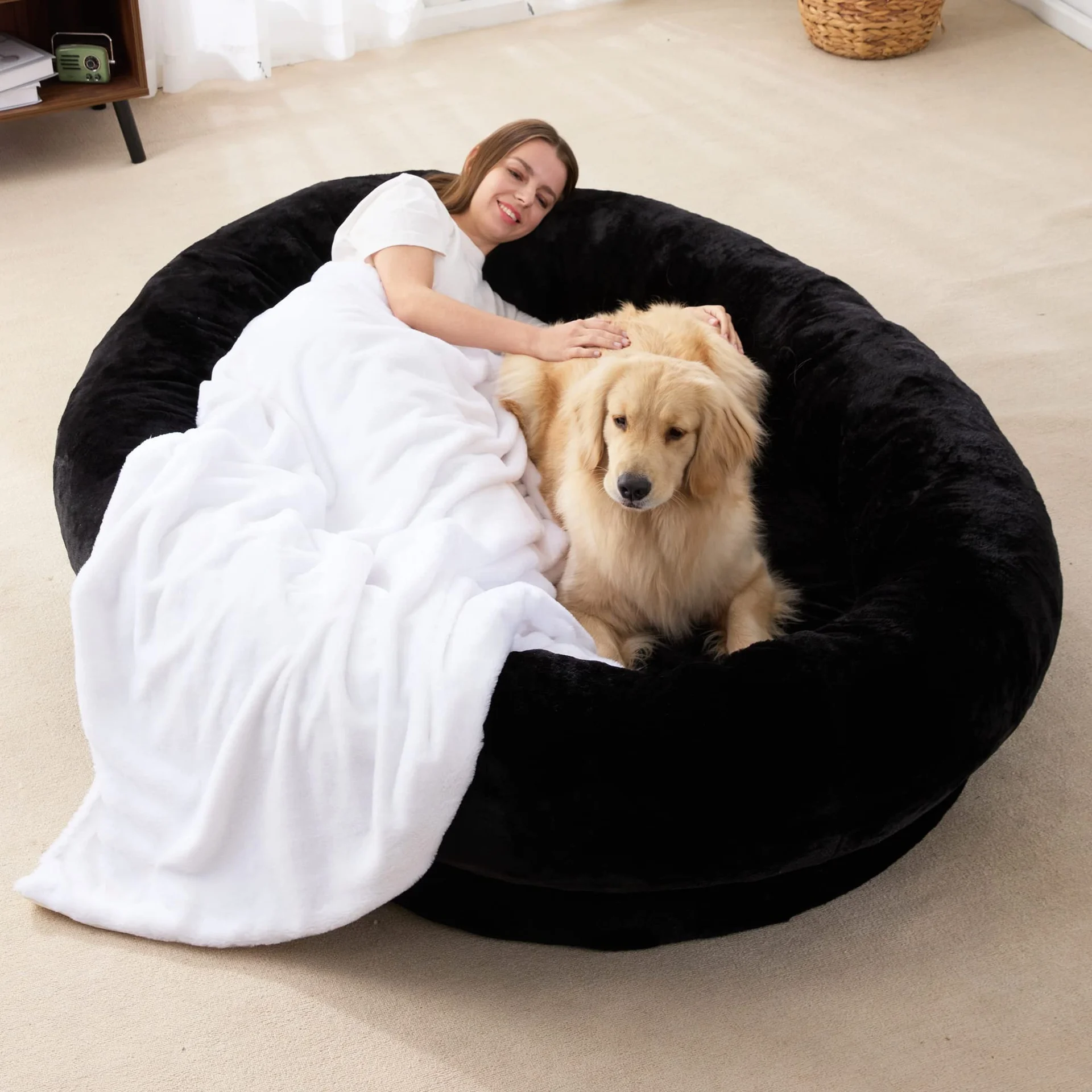 

Large Human Dog Bed-Luxury Fur Human Size Dog Bed for People-Waterproof Washable Giant Dog Bed for People Adults and Pets