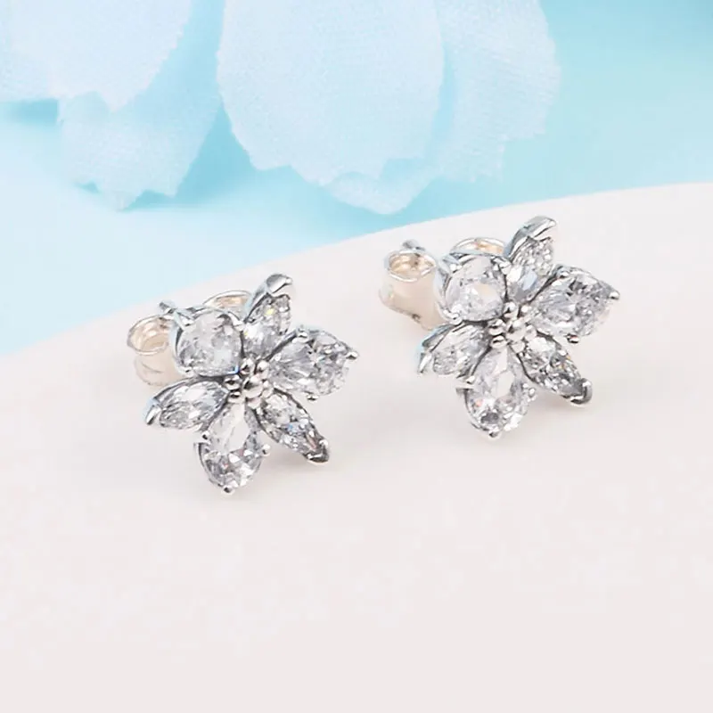 925 Sterling Silver Sparkling Herbarium Cluster Stud Earrings Fashion Earrings For Women