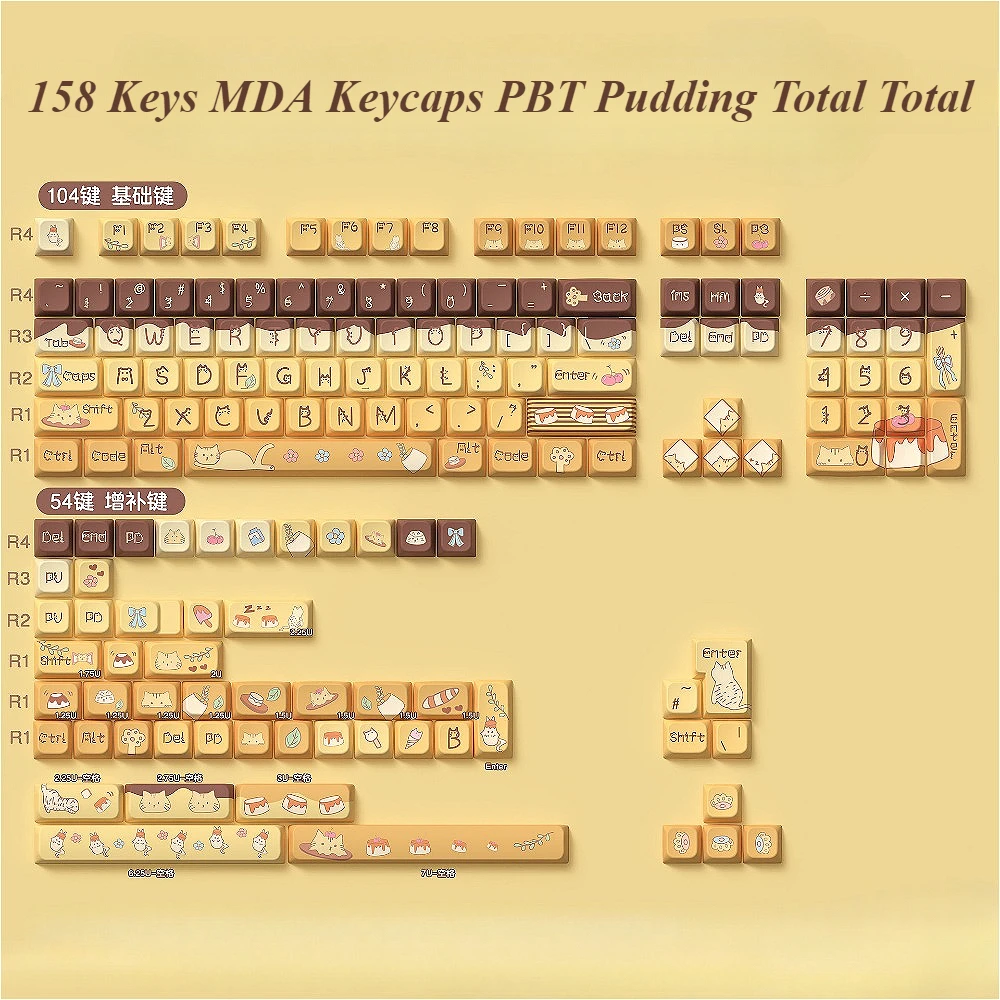 

138/158 key MDA keycap set PBT pudding total, suitable for 60/64/84/98/108 game mechanical keyboard MX switch