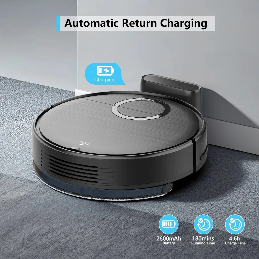 Robot Vacuum and Mop Combo, Robotic Vacuum Cleaner with Schedule, Wi-Fi/App/Remote, Self-Charging, Slim, Ideal , Pet Hair