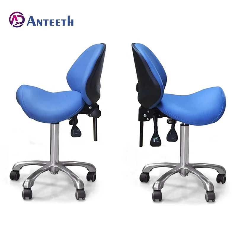 Anteeth Ergonomic Saddle Stool Chair Movable Chair PVC Leather Dental Assistant Stool Beauty Salon Chair