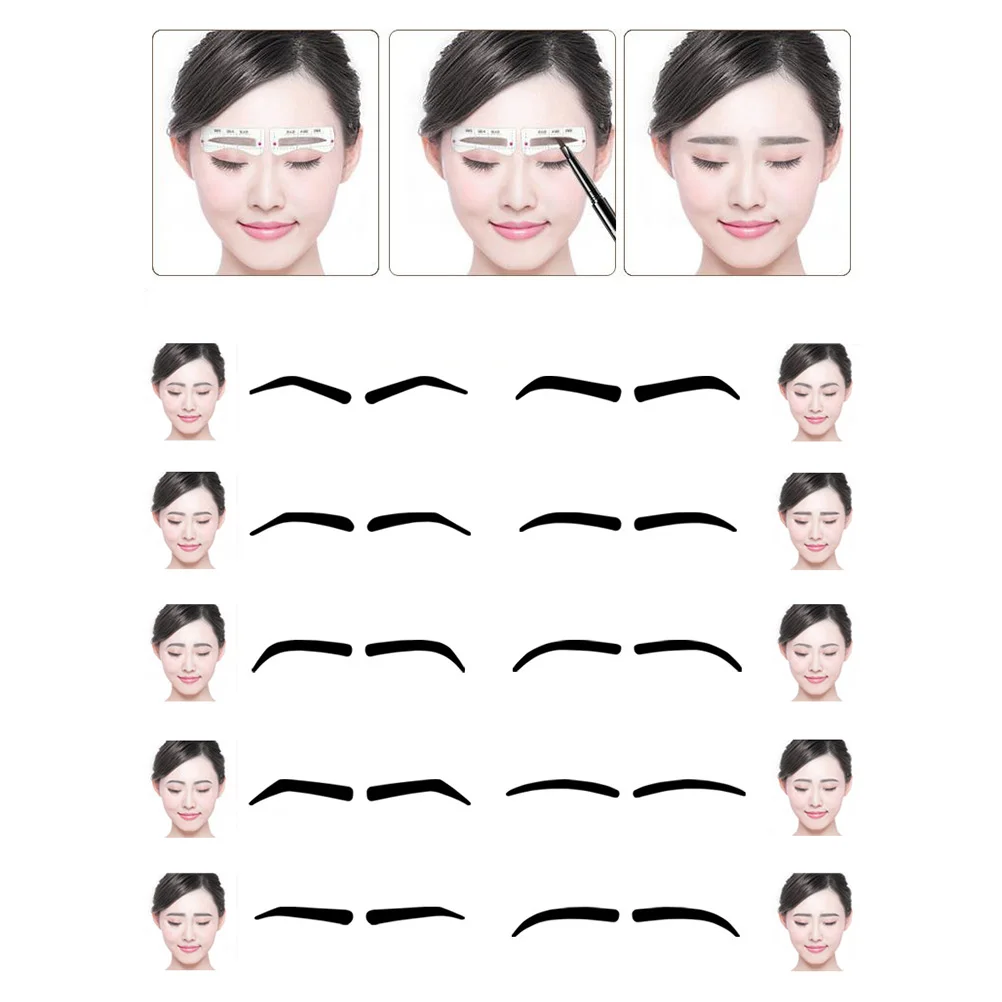 

10pcs Eyebrow Stencils Templates Reusable Shaping Tools Adhesive Design Easy Tracing Perfect Match Natural Brow Shape Arc