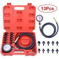 Kit de prueba de presión de aceite, herramienta profesional de manómetro de presión de aceite de 0-140psi para adaptadores de manguera de prueba de diagnóstico de motor y estuche de transporte