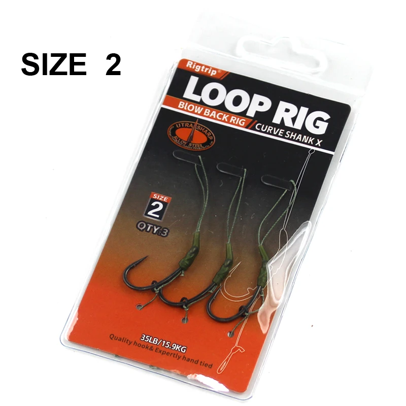 Karpfenangelschnur Hair Rig Loop Rigs fertig gebundene Soft-Hook-Link-Abschnitte, die mit Booms Loop Combi Rigs verwendet werden