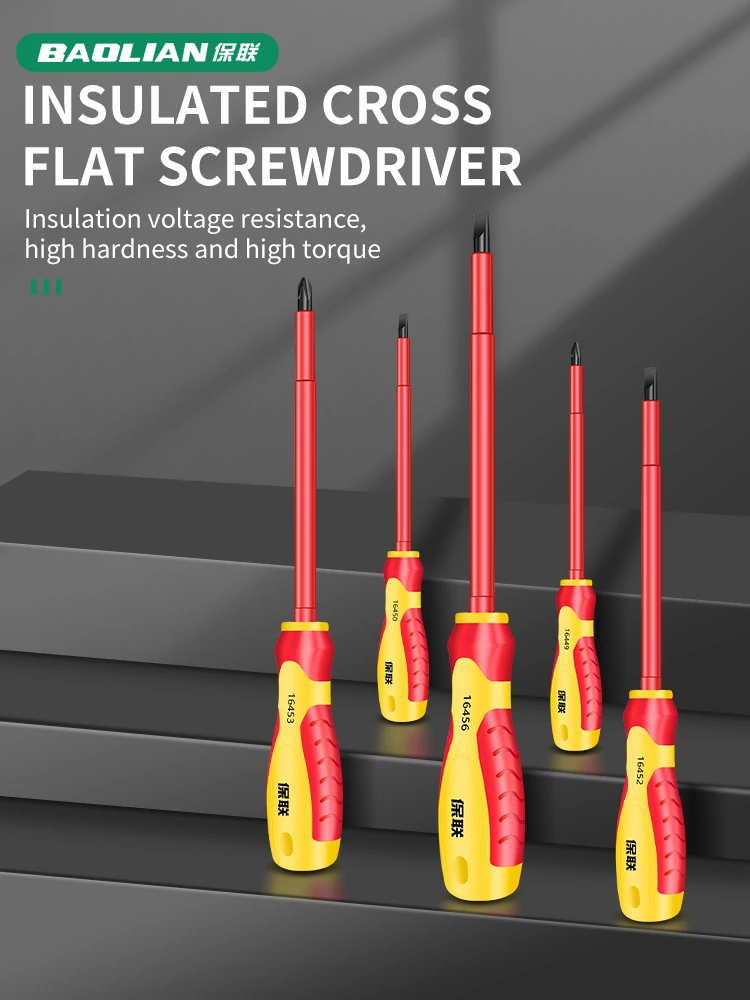 معزول فيليبس مشقوق PP مقبض اليد مفك مجموعة سائق كهربائي أداة إصلاح أدوات يدوية متعددة الوظائف #2