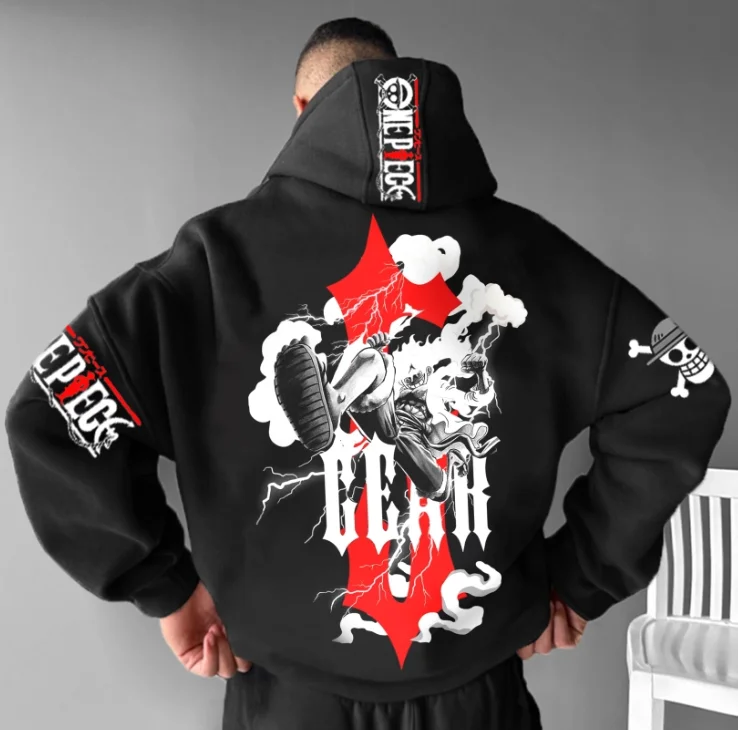 

ONE PIECE Официальная толстовка с принтом персонажей аниме для мужчин и женщин в стиле Y2K, свободный свитер большого размера с капюшоном