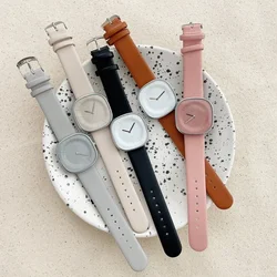 2024 New Simple Ladies Square Leather Strap Watch Literary Retro Student All-match Quartz Wristwatch Fashion Clock Wholesale